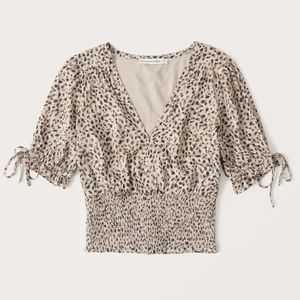 A&F Tie-Sleeve Smocked Waist Top